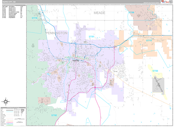 Rapid City, SD Zip Code Map